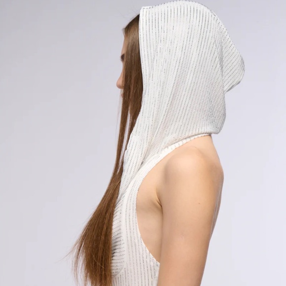 IN THE NAME OF LOVE HOODED RHINESTONE TOP IN WHITE - XL - Picture 3 of 4